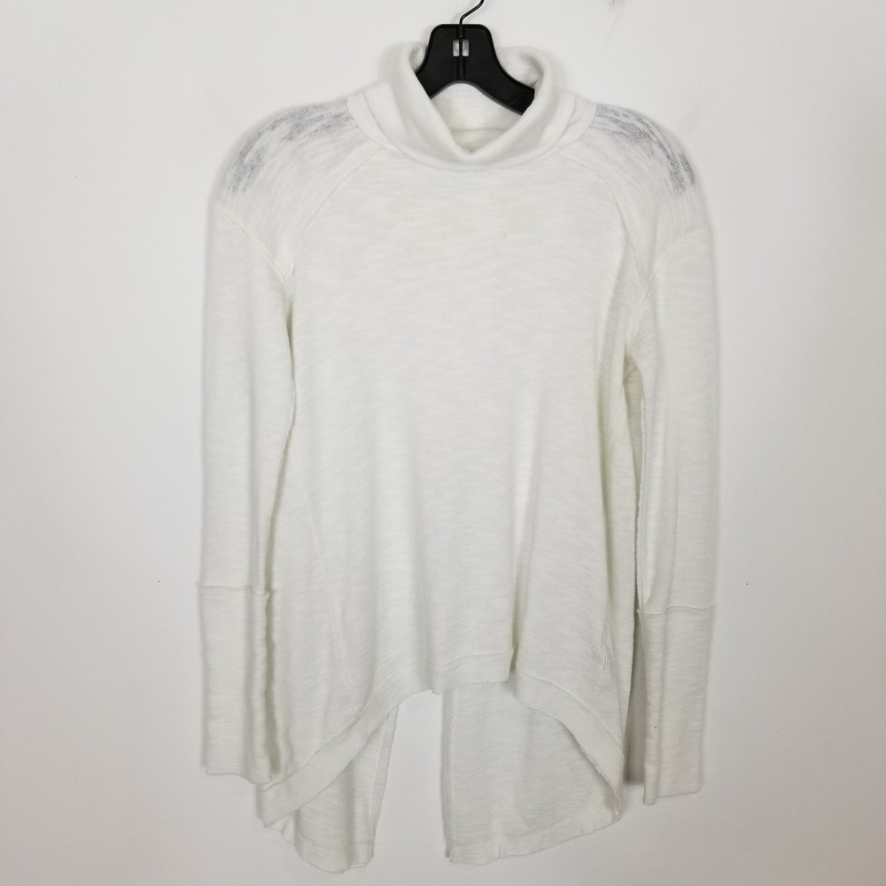Free People We The Free Split Back Cowl Turtleneck Top Sz XS White Long Sleeve